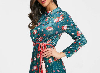Rosegal Valentine’s Day Gifts 2018 yeşil çiçekli elbise