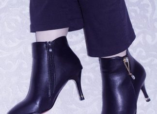 Siyah taşlı bootie yandan fermuarlı topuklu bootie