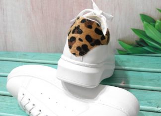 Ekose desenli bootie ve leopar detaylı sneakers
